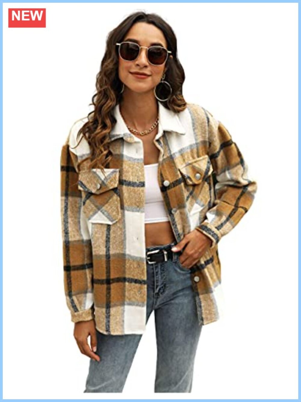 Plaid Shacket Faux Wool Oversized Button Down Fall Layer